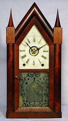 Early Rosewood Sharp Gothic Clock With Frosted Glass