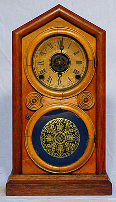 Rosewood and mahogany Doric mantel clock