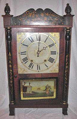 Mahogany transitional shelf clock made by Riley Whiting, Winchester, Connecticut, circa 1835