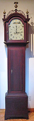 Cherry inlaid tall case clock