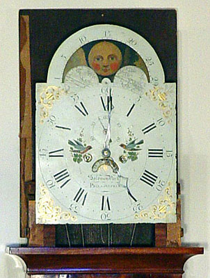 Federal mahogany inlaid tall case clock by Solomon Parke, Philadelphia, circa 1800